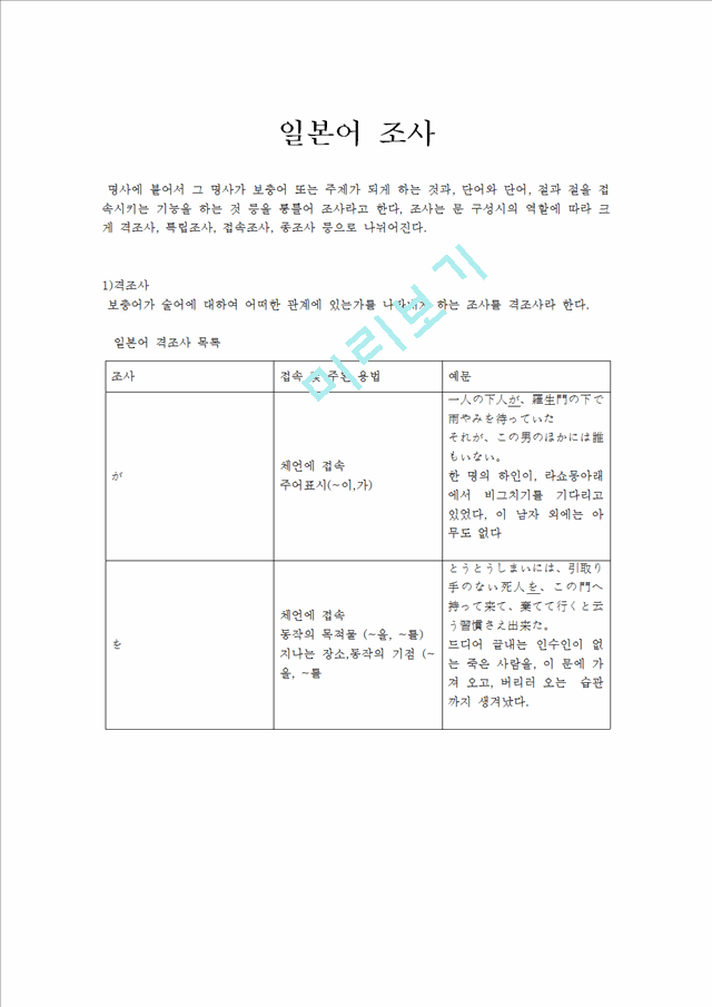 [사회과학] 한국어 조사와 일본어 조사의 특징과 비교   (1 )